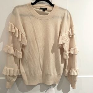 Jcrew ruffle sweater cream SMALL